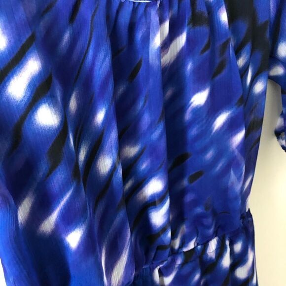 Express  Chiffon Elastic Waist Criss Cross Back Hi-Lo Mini Dress Size Medium - Picture 10 of 11